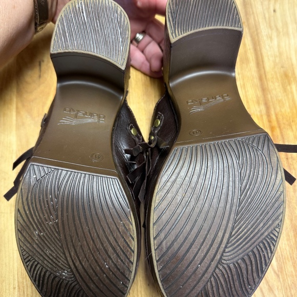Dansko DENI Brown Leather Fringe Mules Clogs Women's EU Size 41 - Picture 7 of 7